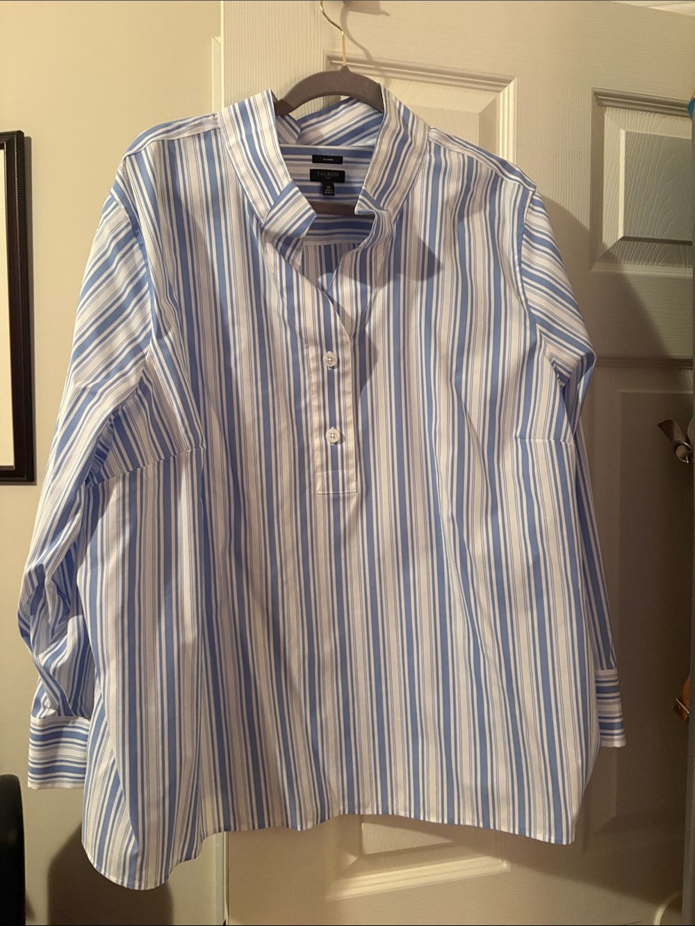 Talbots Blue and White Striped Pullover Blouse
